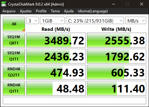 CrystalDiskMark WD Green SN350 1TB