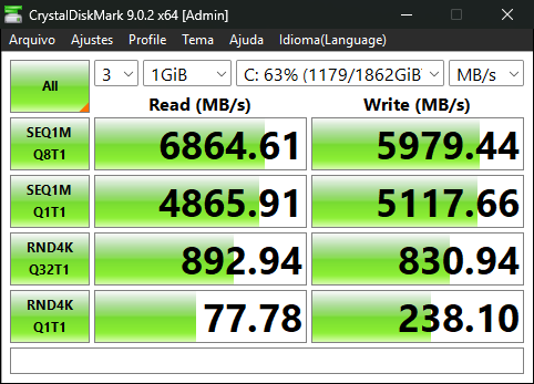 CrystalDiskMark WD Black SN850X HS 2TB