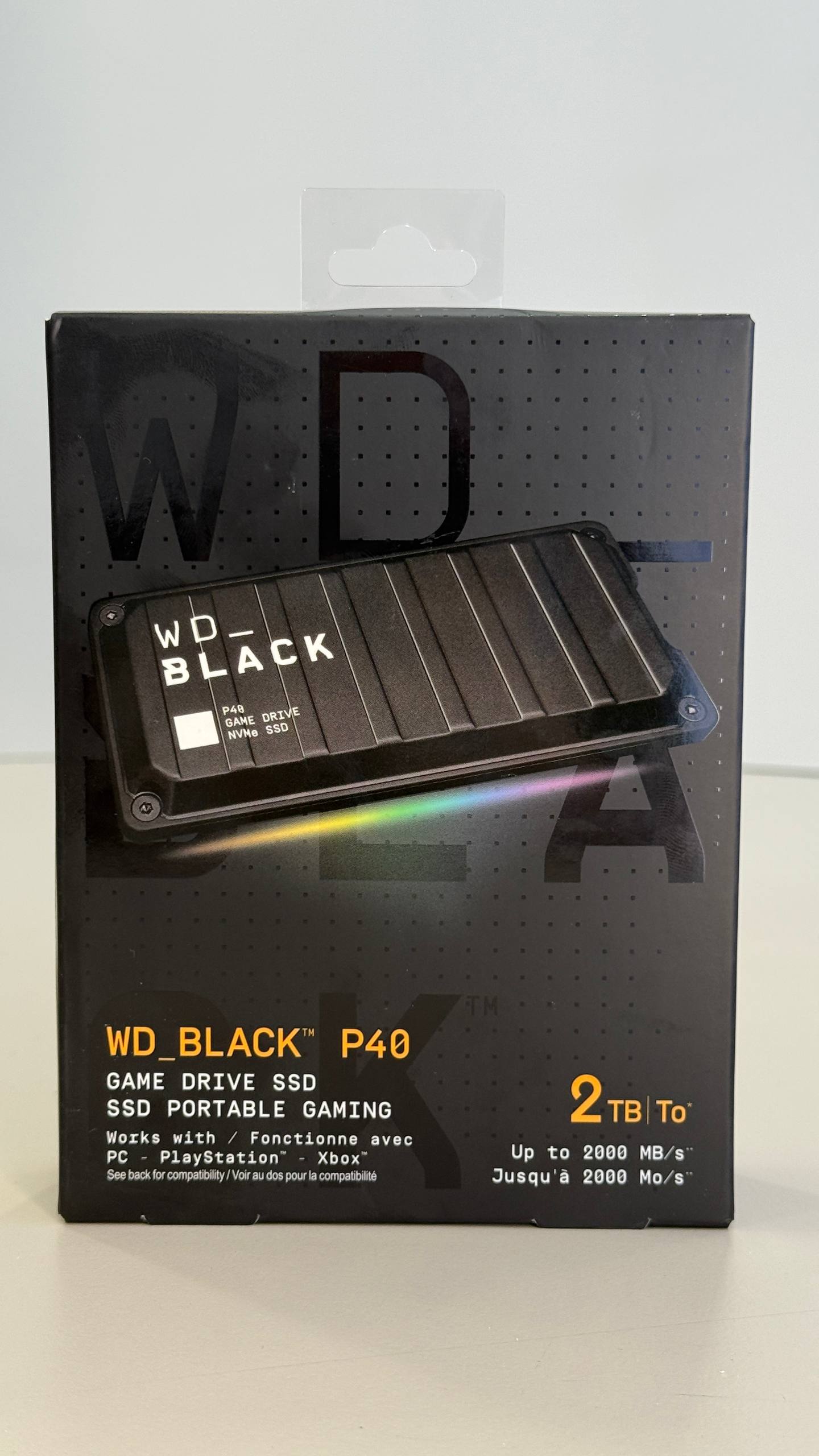 WD Black P40 2TB — embalagem